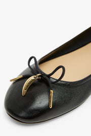 Iris black leather ballerinas