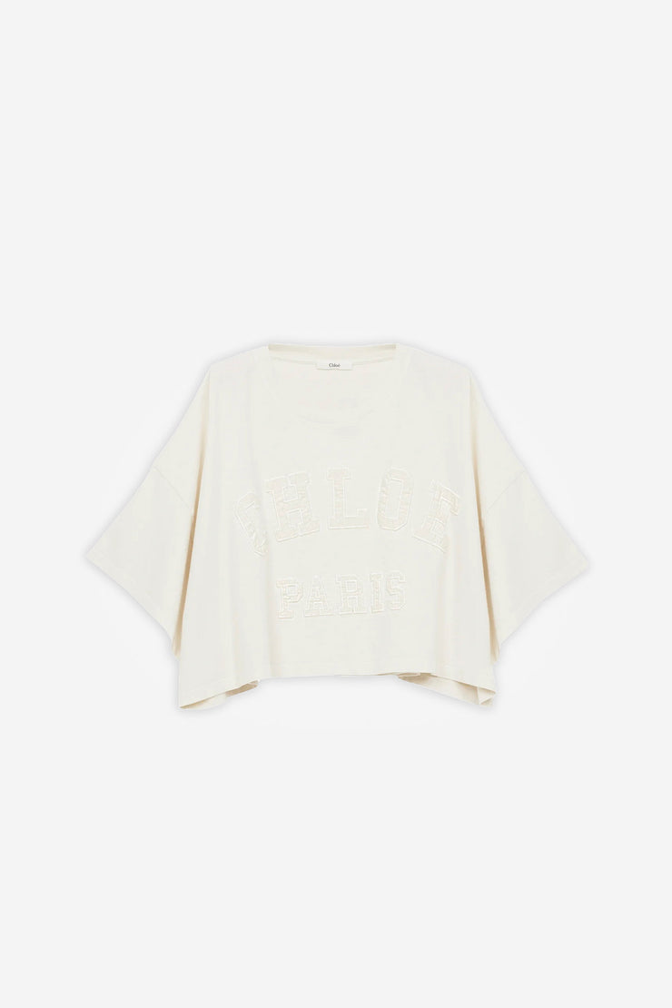 Logo cotton jersey cropped t-shirt