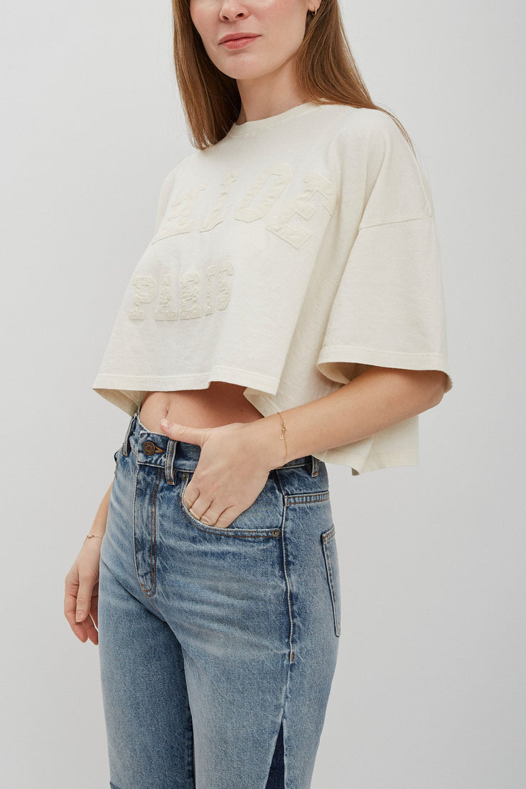 Logo cotton jersey cropped t-shirt