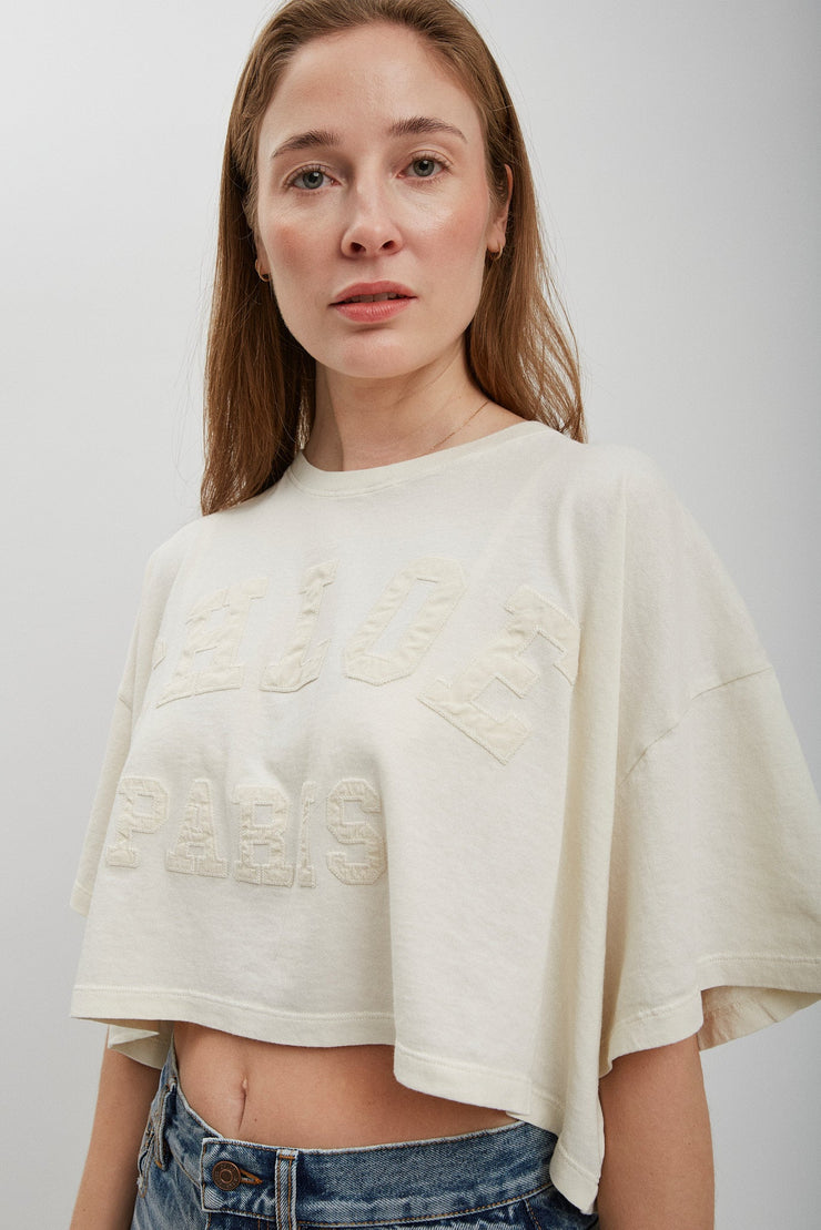 Logo cotton jersey cropped t-shirt