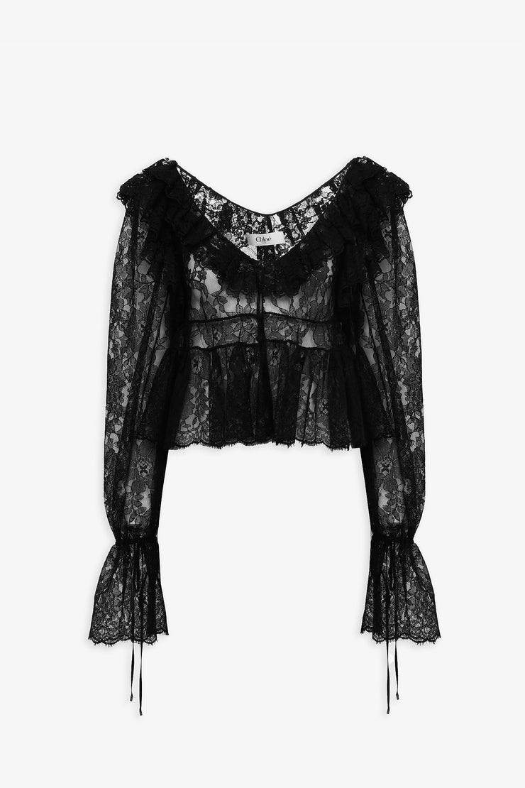 V-neck lace cropped top