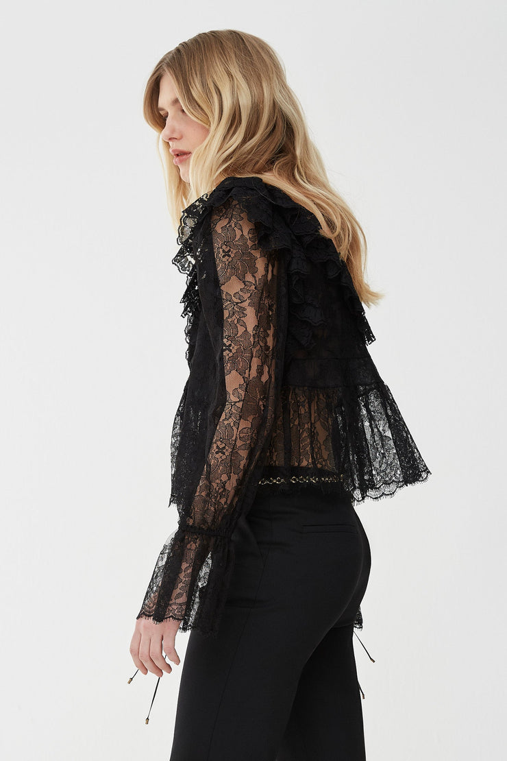 V-neck lace cropped top