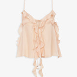 Ruffled silk charmeuse camisole top