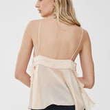 Ruffled silk charmeuse camisole top