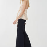Ruffled silk charmeuse camisole top