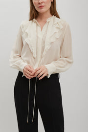 Ruffled silk georgette blouse