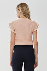 Short-sleeve wool knit top