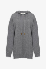 Oversized wool cashmere zip hoodie