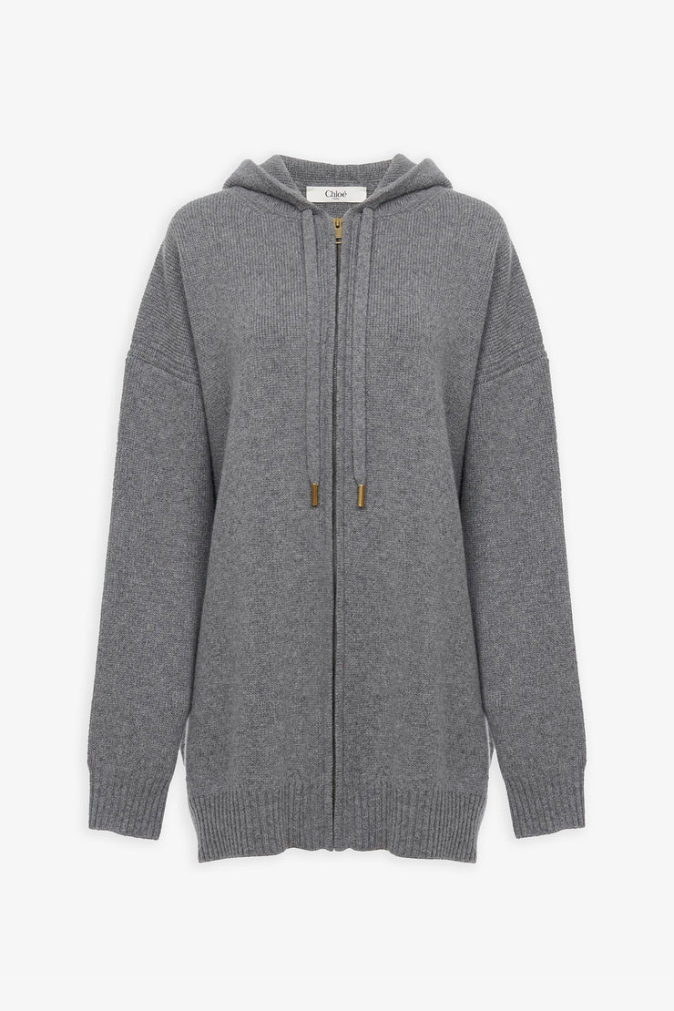 Oversized wool cashmere zip hoodie