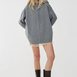 Oversized wool cashmere zip hoodie
