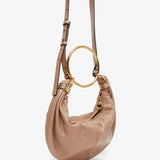 Small beige bracelet hobo bag