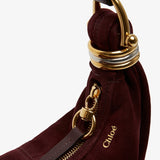 Bracelet burgundy mini suede hobo bag