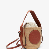 Horse medal brown raffia bucket bag