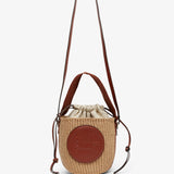 Horse medal brown raffia bucket bag