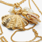 Shells scarf necklace in vintage gold