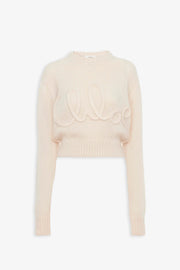 Embroidered alpaca silk knit sweater