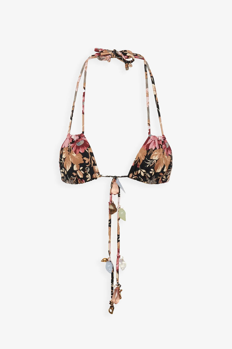 Black flower bikini top