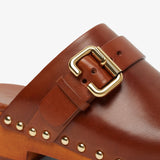 Jeannette brown leather clogs