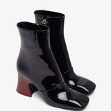 Janis black patent ankle boots