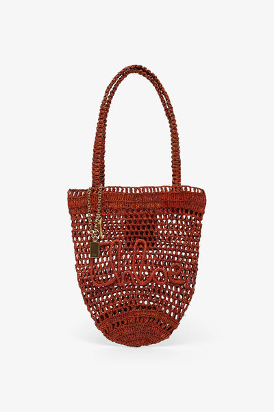 Small summer banana clay brown tote bag