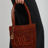 Small summer banana clay brown tote bag