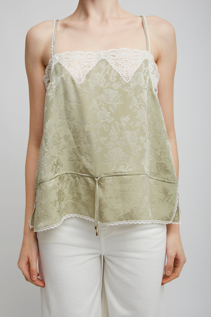 Silk tank top with lace