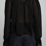 scoop-neck cropped black top in silk