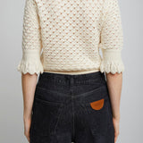 Lace-trimmed polo shirt