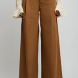 High rise cotton canvas pants
