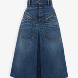 Knee length denim skirt