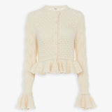 Ruffled knit cardigan