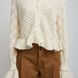 Ruffled knit cardigan