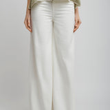 High rise white denim jeans