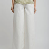 High rise white denim jeans