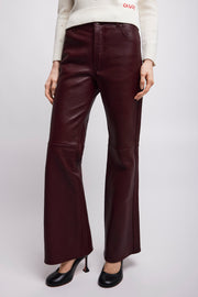 Flared trousers in leather