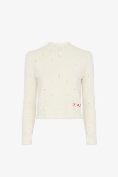 Logo white knitted jumper