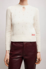 Logo white knitted jumper