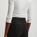 Scoop-neck fitted white cardigan