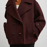 Double-breasted oversized short coat
