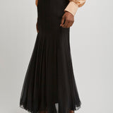 Gathered fluid maxi black skirt