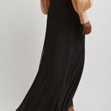 Gathered fluid maxi black skirt