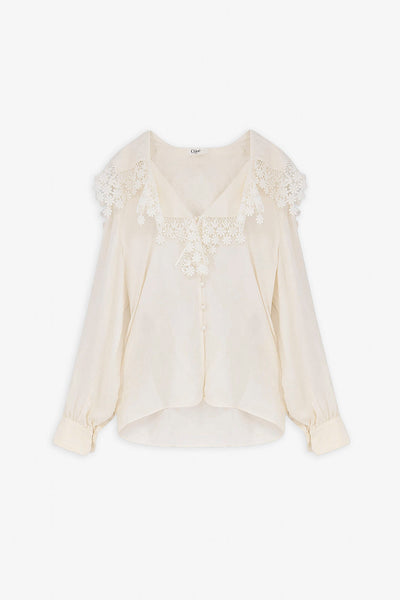 Maxi-collar white blouse