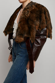 Brown cropped leather jacket