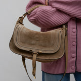 Marcie small light beige shoulder bag