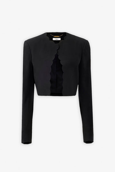 Black scallop cropped jacket