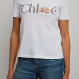 Logo white peach cotton t-shirt