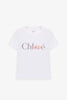 Logo white peach cotton t-shirt