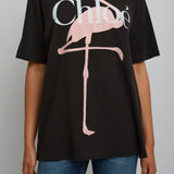 Logo black flamingo cotton t-shirt