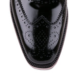 Charletta black patent brogue flat