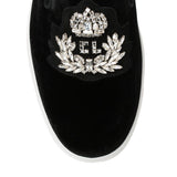 Logo Boat black velvet sneakers